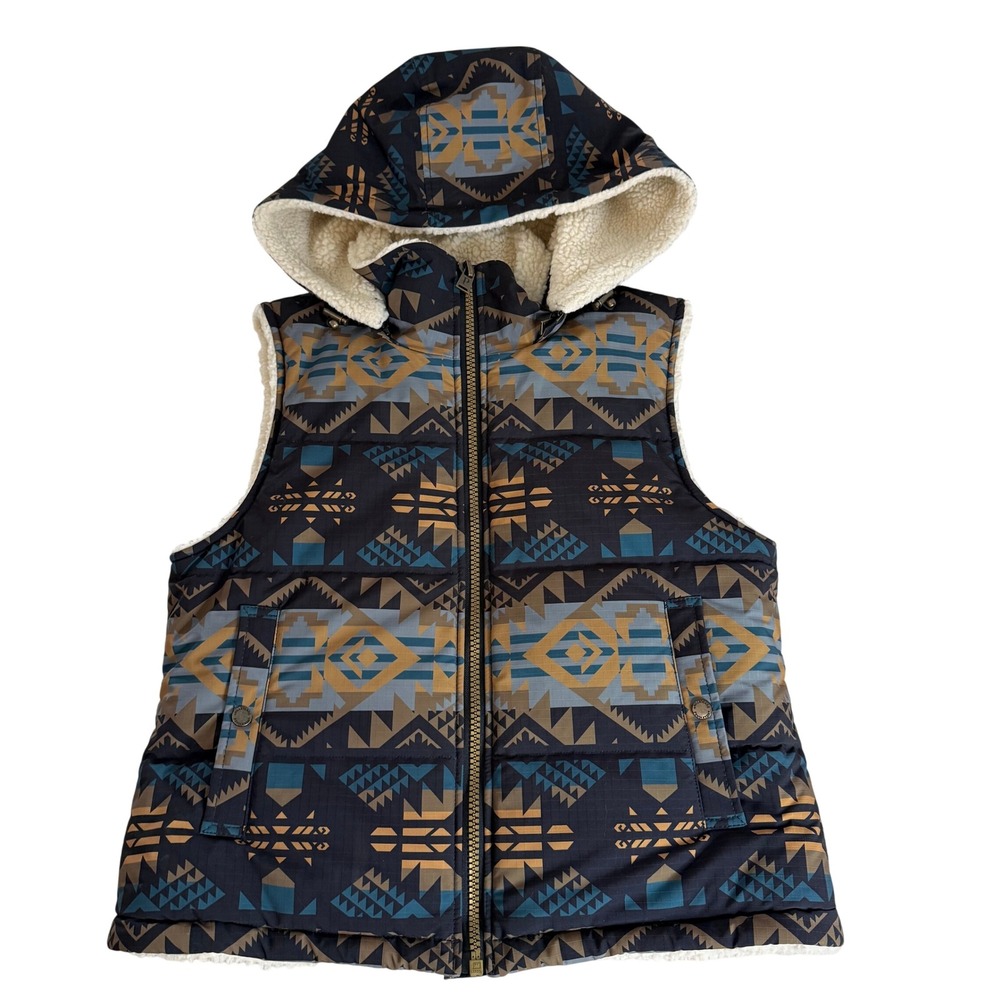 Pendleton Women's Southwestern Hooded Puffer Vest Size M